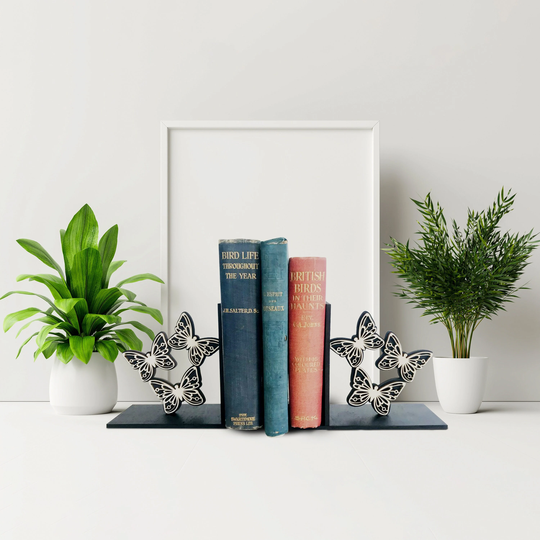 Butterflies Wooden Bookends, Home Decor, Bookends Gift Reader Children Mom Reading, Pair Of Book Ends Lover