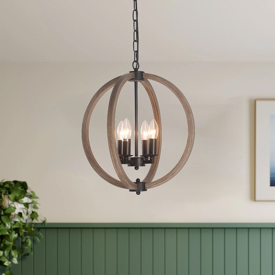 Vintage 4-Light Caged Chandelier Pendant Light - 16.5*16.5*57H