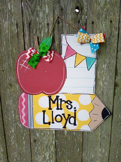 Teacher Decor, Teacher Door Hanger, Classroom Pencil Personalized Farmhouse Gift