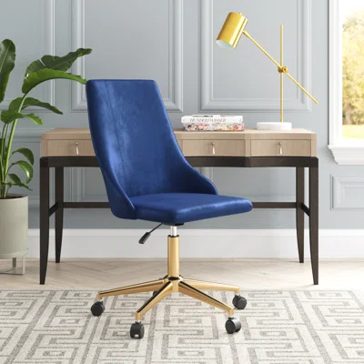 Torrance Velvet Upholstered Office Chair with Gold Accent Base