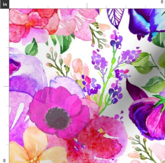 Pretty in Pink Floral Fabric By The Yard | Watercolor Flowers Florals Made To Order Organic