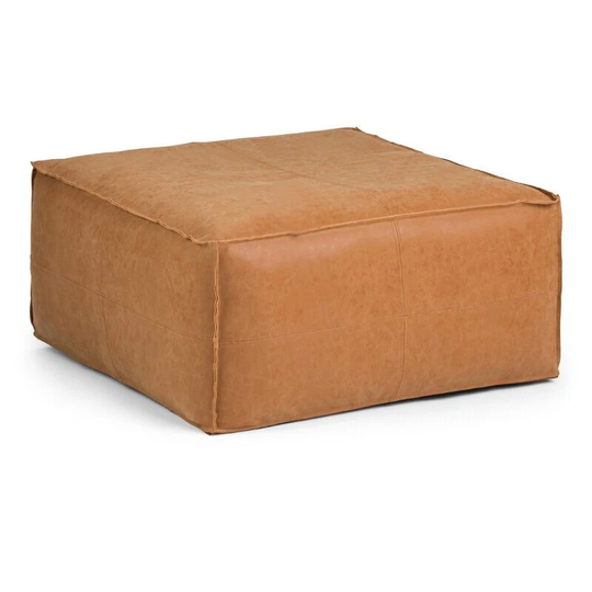 Square, Pouf Ottoman Natural Leather Handmade Coffe Table Floor Seat Cushion Custom Din Chair Personalize Gift