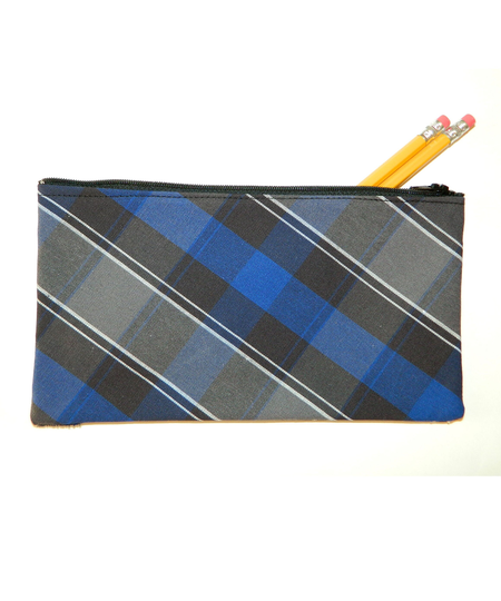 Lt Navy, Black & Gray Plaid Pencil Case - School Uniform Accessories, Lunch Box, Backpack, 62, 62