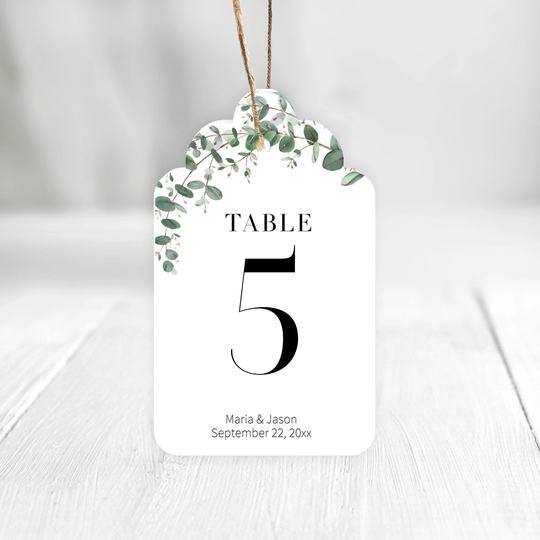 Greenery Table Numbers Tags, Personalized Eucalyptus Numbers, Wedding Centerpiece Decor, C01