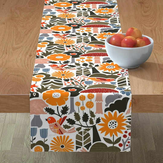Autumn Season Table Runner - Sdersen P Hst By Studio Amelie Vintage Retro Botanicals Cotton Sateen Spoonflower