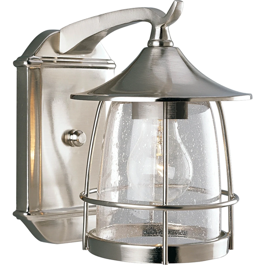 One Light Outside Wall Lantern with Nickel Finish