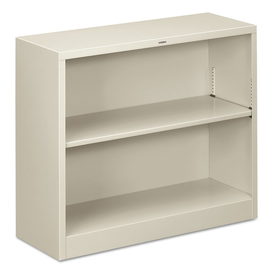 Metal Bookcase, Two-Shelf, 34.5 x 12.63 x 29, Light Grey - 34.5" x 12.63" x 29"