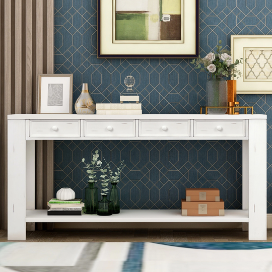 EYIW Console Table for Entryway Hallway Sofa Table with Storage Drawers and Bottom Shelf