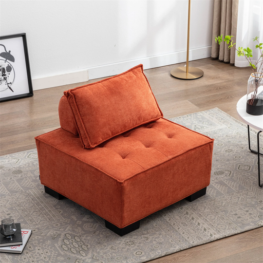 Accent Sofa Couches Living Room Sofa with Solid Wood Legs Orange