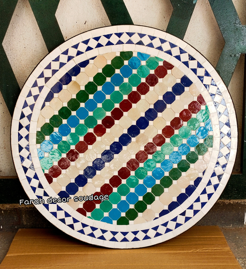 Customizable Mosaic Table, Moroccan Round For Outdoor Or Indoor, Table, Bistrotiles