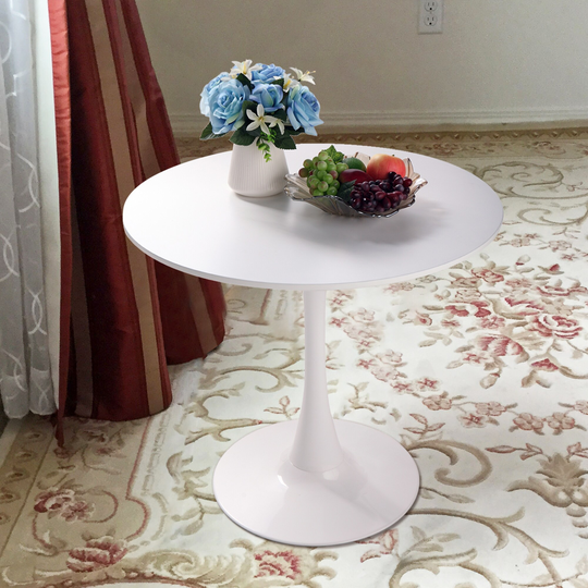 Modern Tulip Round Dining Table With MDF Table Top,White