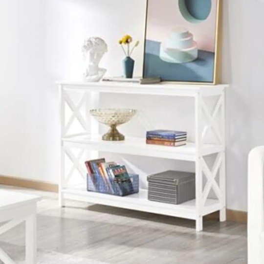 3 Tier Console Table Side Narrow Long Table Living Room/Entryway White - 54 x 84