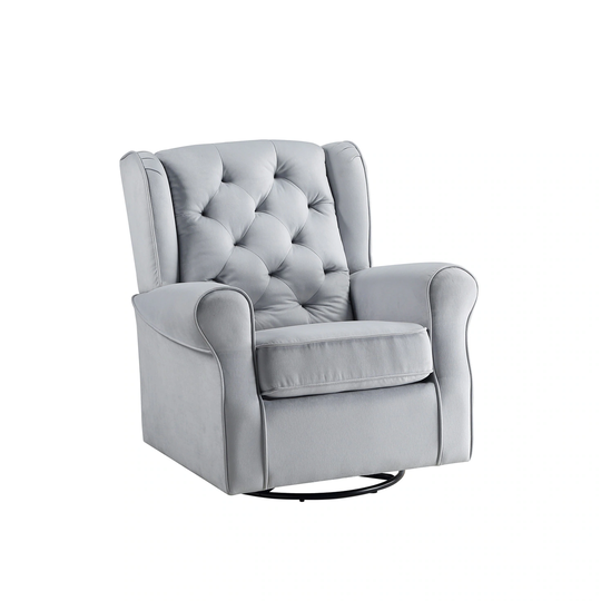 Swivel Chair With Button Tufted in Gray