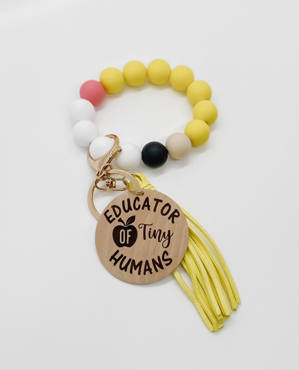 Teacher Wristlet, Pencil Beads, Silicone Keychain Wristlet