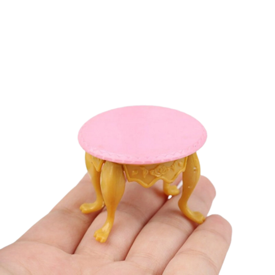2Pcs Miniature Pink Round Stool Chair For Dollhouse Living Room Kitchen Decor Pretend Play Toy Accessories