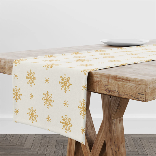 Table Runner Golden Snowflakes | Unique Design Decor High Quality Textile & Print Made in Eu