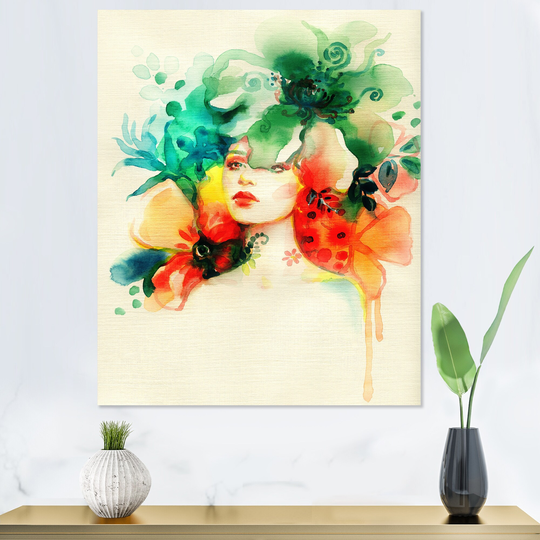 Designart 'Elegant Fashion Woman In Vintage Colors' Glam Canvas Art Print
