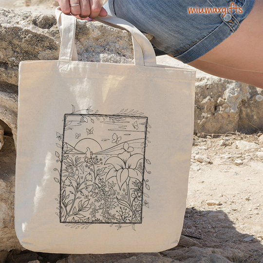 Floral Meadow Tote Bag, Art Canvas Tote, Eco-Friendly Art, Wildflower Gift For Friend