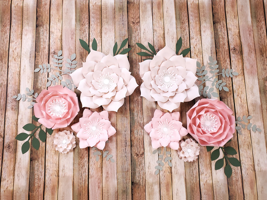 Pink, Blush, Cream Paper Flowers For Wall Decor, Nursery Decoration, Name Sign, Party Decor
