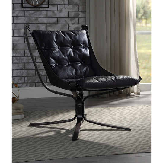 Accent Chair in Vintage Blue Leather,Contemporary Style