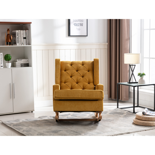 Living Room Comfortable Rocking Chair Accent Chair, Mustard