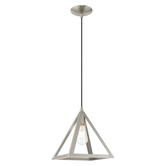 Livex Lighting Geometric Shade 1-Light Mini Pendant - 13.875"Sq. x 16"-75"Adj. H - 13.875"Sq. x 16"-75"Adj. H
