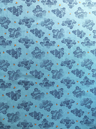 Small Blue Clouds Rainbows Quilting Cotton Fabric By 1/4 Yard, 1/2 Yard Or Fat Quarter