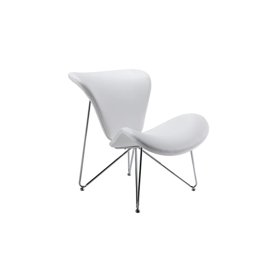 Modrest Decatur Mid-Century White Leatherette Accent Chair