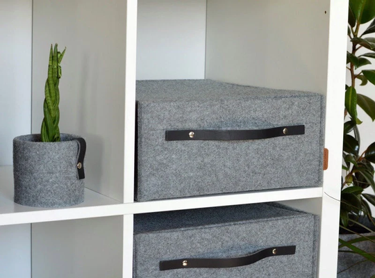 Modern Storage Basket With Lid, Household Storage, Possible in Custom Size, Large Felt Bin, Box The Cover