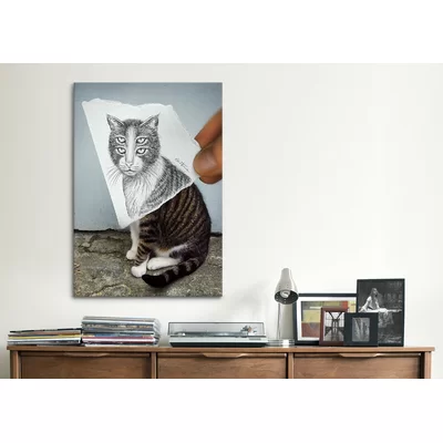 'Pencil with Camera 6-4 Eyes Cat' by Ben Heine Photographic Print on Wrapped Canvas