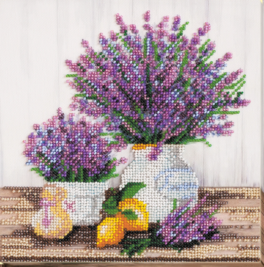 Lavender Scent Bead Embroidery Diy Kit Floral Beadwork For Embroiderers, Beading Stitch Kit, Needlepoint Pattern Abris3