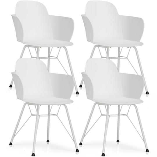 Gymax 4PCS Modern Dining Chair Plastic Arm Chair Office Home w/ Metal - See Details