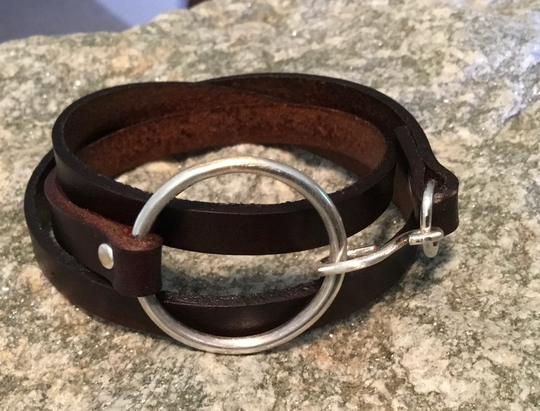 New Sterling Silver & Leather Bracelet, Distressed Brown Leather, Healing Properties, Arthritis, Boho, Women Or Men, Toniraecreations