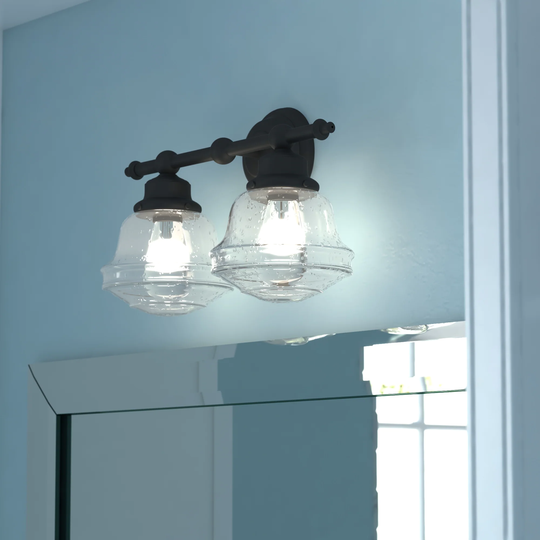 Vaxcel Huntley 2-Light 16-in Oil Rubbed Bronze Farmhouse Vanity Light - 16-in W x 10-in H x 7-in D
