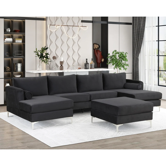 123.6" Modern U Shaped Sectional Sofa with Ottoman