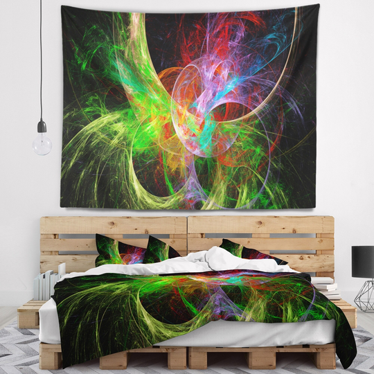 Designart 'Multi Color Fractal Abstract Design' Abstract Wall Tapestry