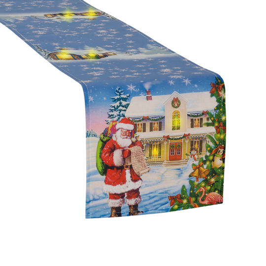 Violet Linen Glories Decorative Illuminated LED Christmas Table Runner