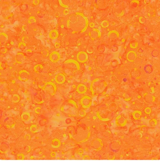 Wilmington Batiks - Prismatic Color Splash Floating Circle Orange/Yellow- Fabric 22174-885 Bthy+