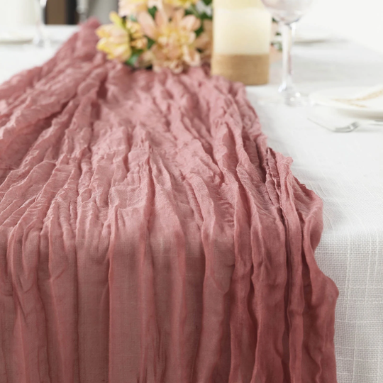 10Ft Gauze Table Runner Cheesecloth Fabric For Wedding Arch, Arbor Decor - Mauve/Cinnamon Rose