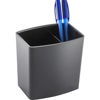 Pencil Holder, Large, 3 Compartmentss, Black