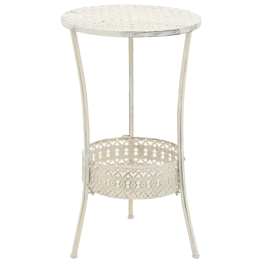 vidaXL Bistro Table Vintage Style Round Metal 15.7"x27.5" White - 15.7"x27.6"