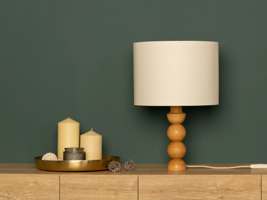 Table Lamp Avacas| Wood | Bedside Wooden Beech Base Decorative Lampshade