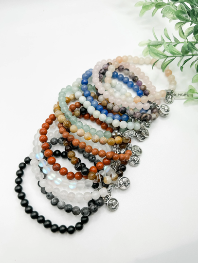New Style St. Gerard Majella Stretch Bracelet | Natural Gemstones Silver Catholic Gift |Patron Saint Of Fertility, Pregnancy, Childbirth