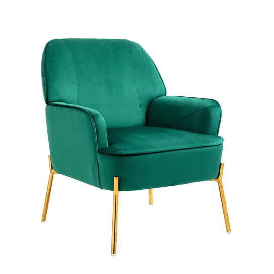 Luxury Velvet Accent Upholstered Chair, Living Room Chair, Modern Arm Chair with Golden Legs for Bedroom Reading Room