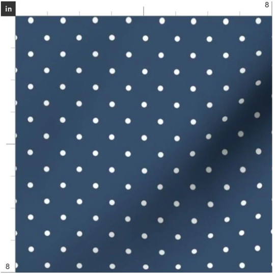 White Dots On Navy Fabric By The Yard | Blue Polka Dot Nursery Made To Order Organic