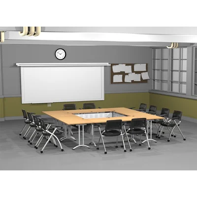 12 Person Training Meeting Seminar Tables with Modesty Panels and 12 Chairs Complete Set