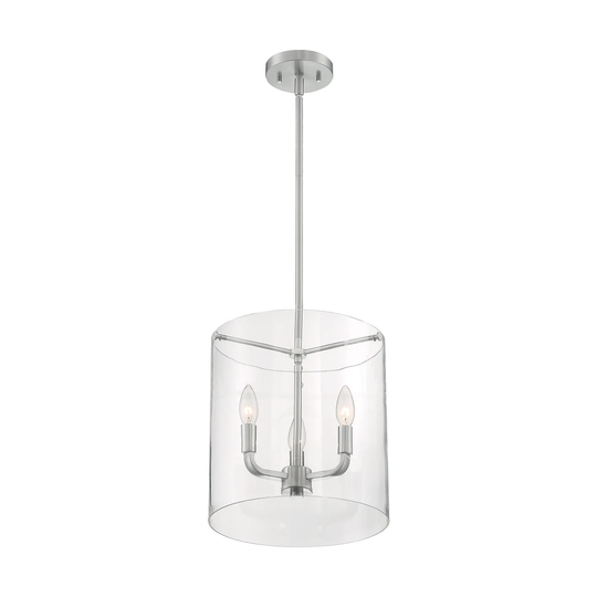 Sommerset 3-Light Pendant Fixture - Brushed Nickel Finish with Clear Glass - Brushed Nickel - Brushed Nickel
