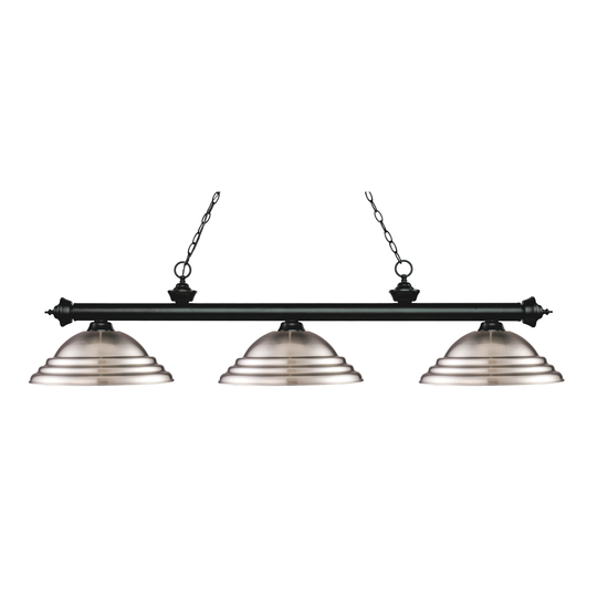 Avery Home Lighting Riviera Matte Black 3-light Island/Billiard Stepped Brushed Nickel-finished Light - Matte Black