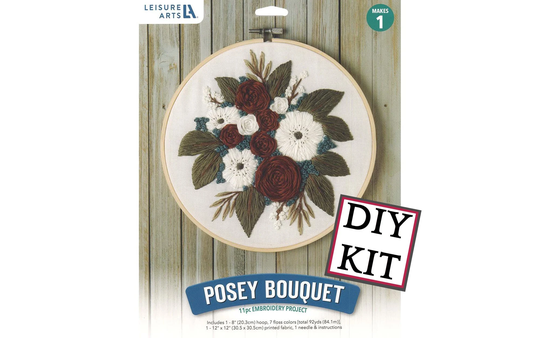 Diy Kit, Leisure Arts Kit Mini Maker Embroidery 8'' Posey Bouquet