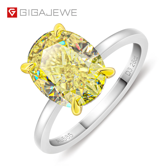 3Ct Vivid Yellow Uncoated Color 8x10mm Oval Cut Ring Moissanite 9K/14K/18K White Gold, Ring, Engagement Women Gift
